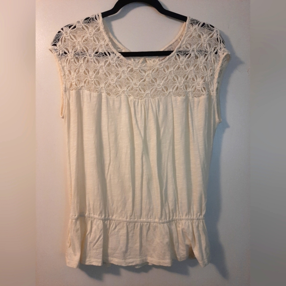 Lace top blouse by Loft size Large